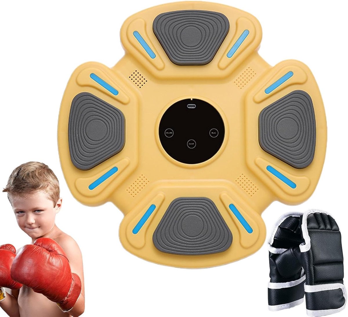 Muziek Boksmachine - Fitness Apparaat - Thuis Sporten - Slimme Muziek Integratie - 35x35x10 cm - Geel