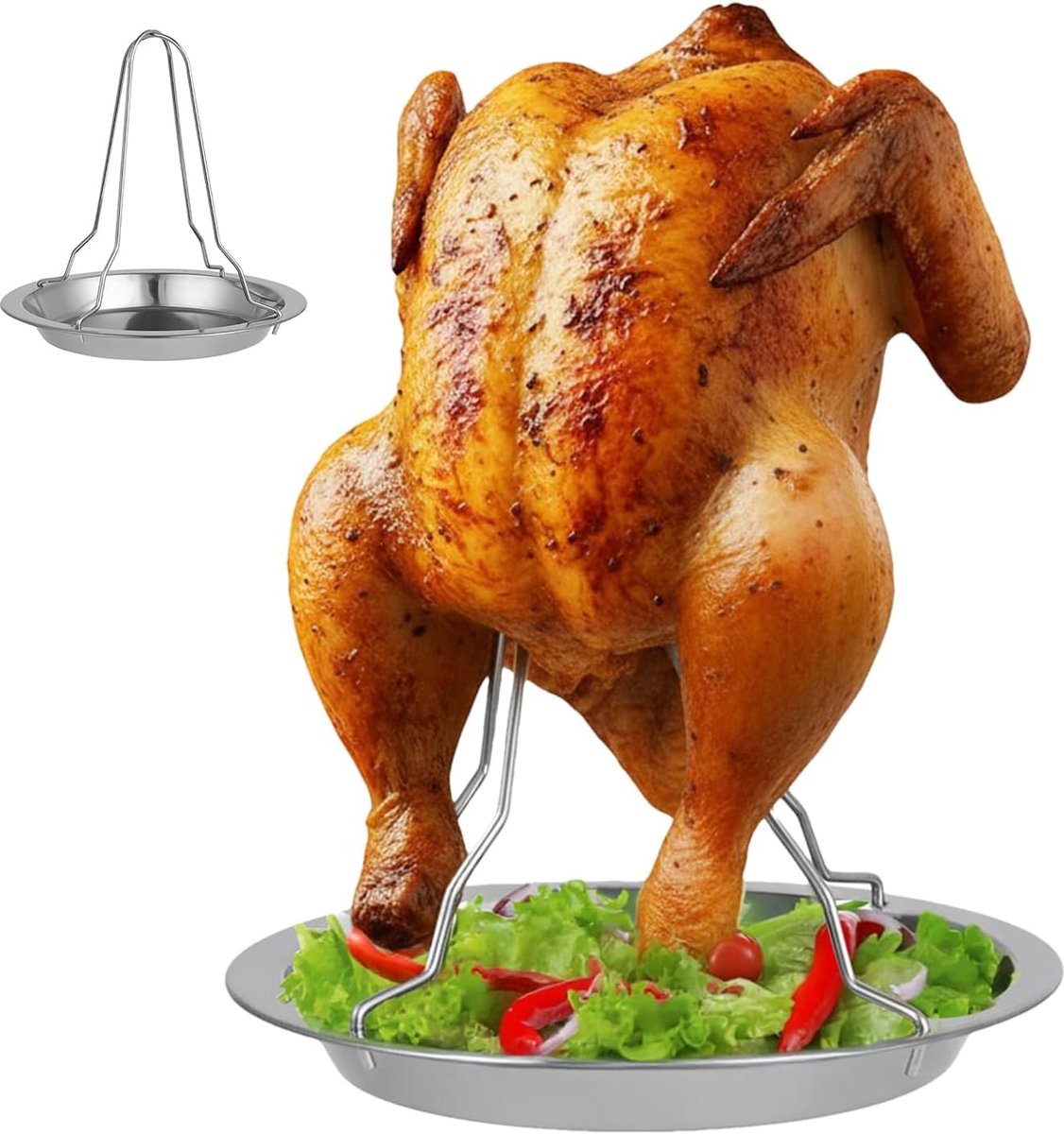 Kippengrill RVS - Gevogelte Rooster - Buiten Koken - Inklapbaar Ontwerp - 19.5 x 19.5 cm