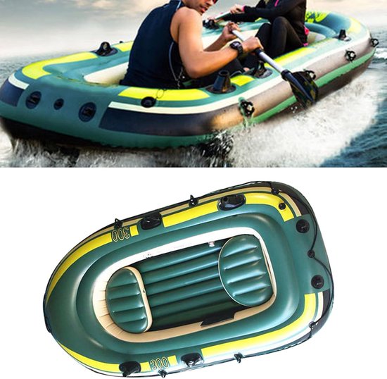 Opblaasbare Roeiboot - Visboot Vlot - Watersport Ontspanning - Drie Persoons Capaciteit - 150 kg Belasting - Groen — afbeelding 2