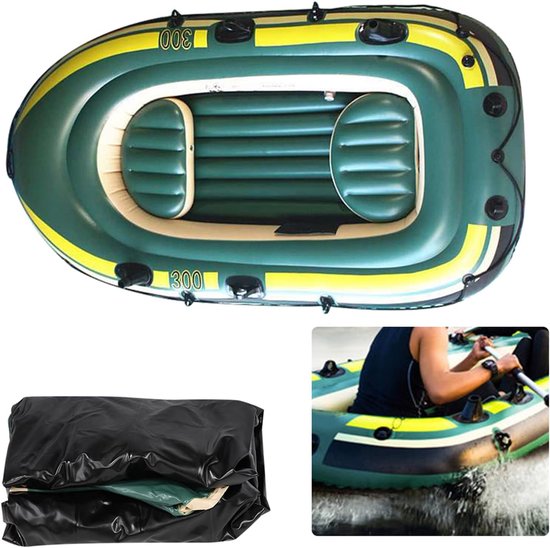 Opblaasbare Roeiboot - Visboot Vlot - Watersport Ontspanning - Drie Persoons Capaciteit - 150 kg Belasting - Groen — afbeelding 3