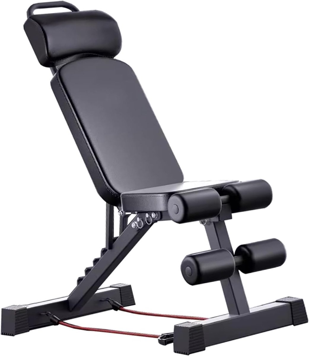 Verstelbare halterbank - Fitnessstoel trainingsbank - Thuis krachttraining - Opvouwbaar en stabiel - 108x32x118 cm - Zwart