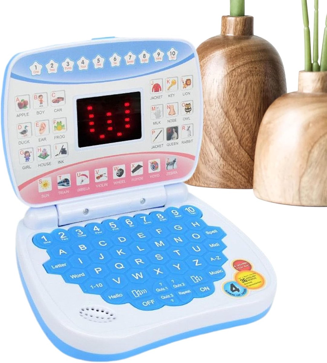 Kinderlaptop - Educatieve computer - Vroeg leren - Draagbaar handvat - 162 x 132 cm - Blauw