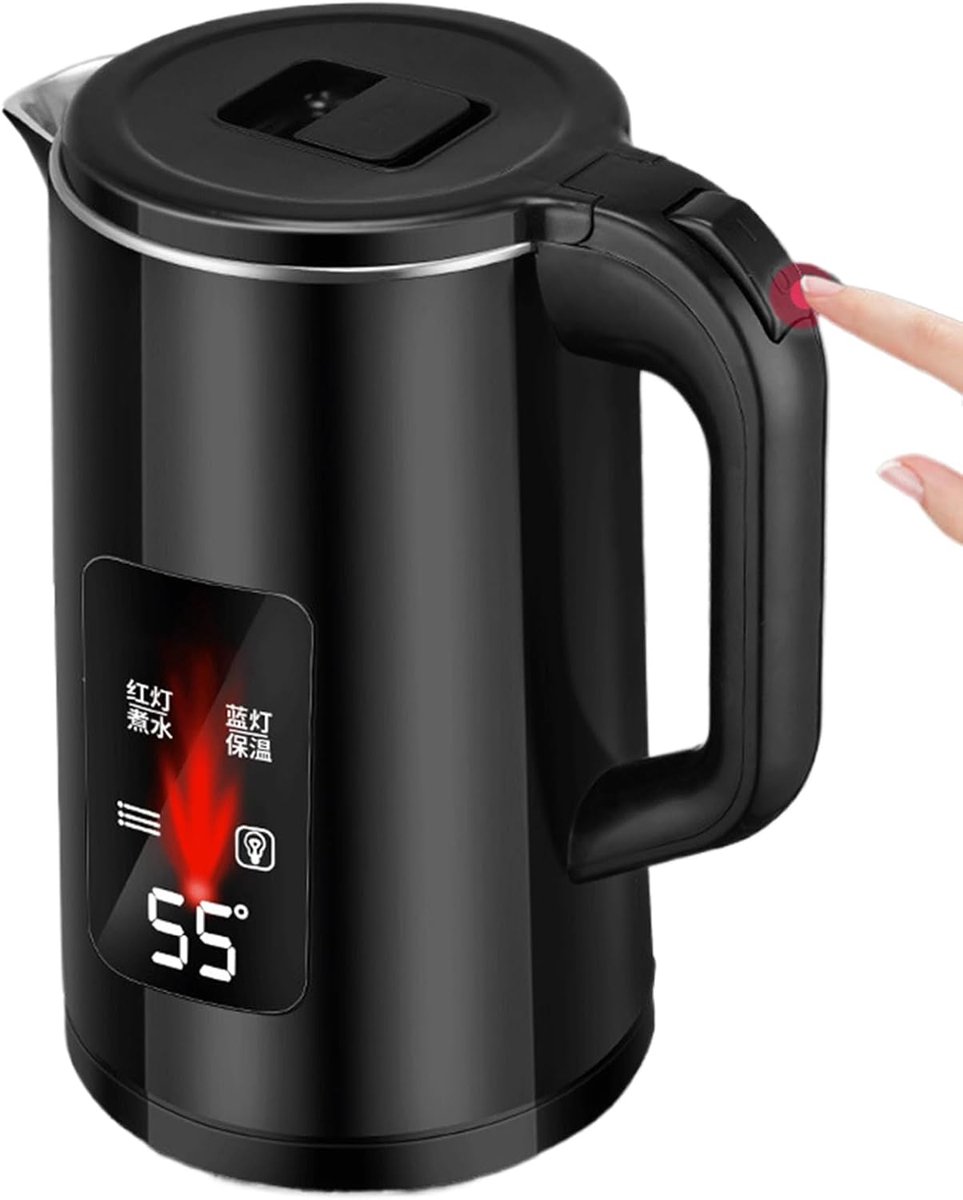 Elektrische Waterkoker - Theeketel RVS - Snel Water Koken - Houdt Warmte Vast - 20x19x30cm - Zwart