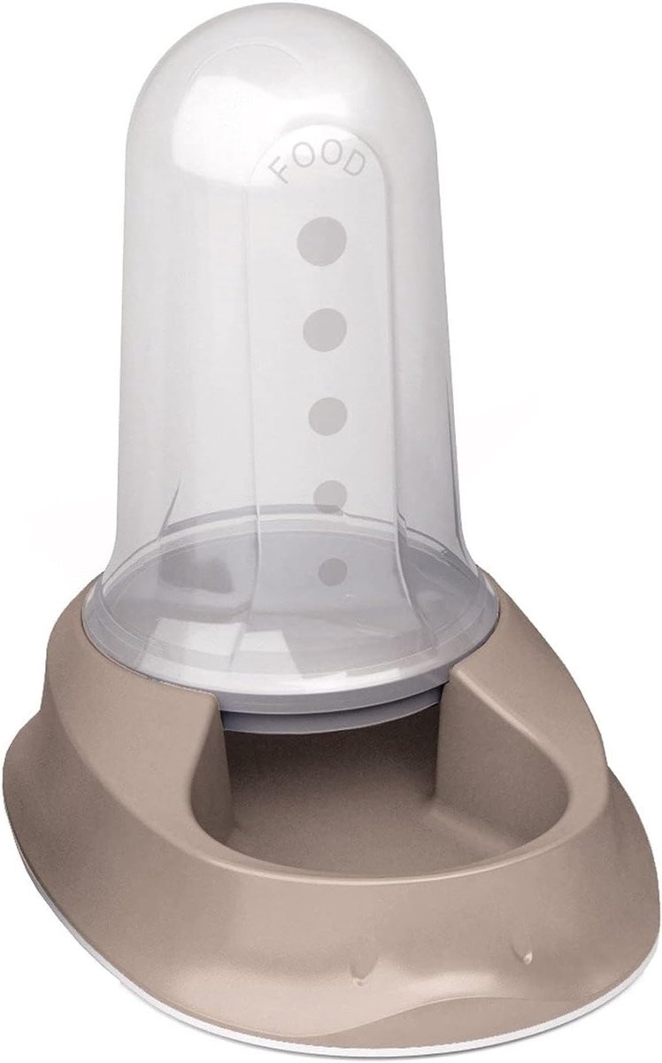 Voederdispenser Hond - Voerbak Automaat - Dagelijkse Voeding - Slipvaste Bodem - 32 x 29 x 21 cm - Taupe