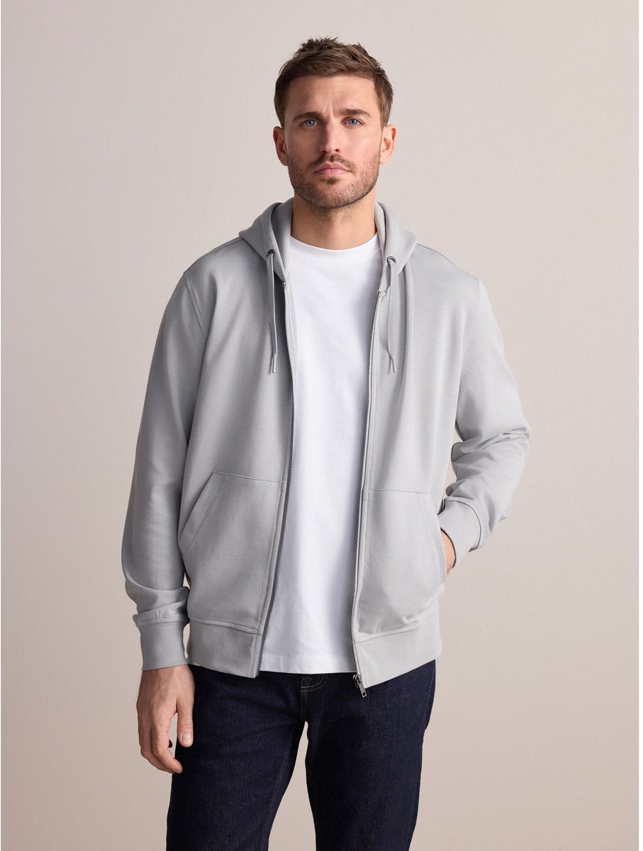 Next - Heren - Signature top van modal met capuchon en doorlopende rits - Grijs