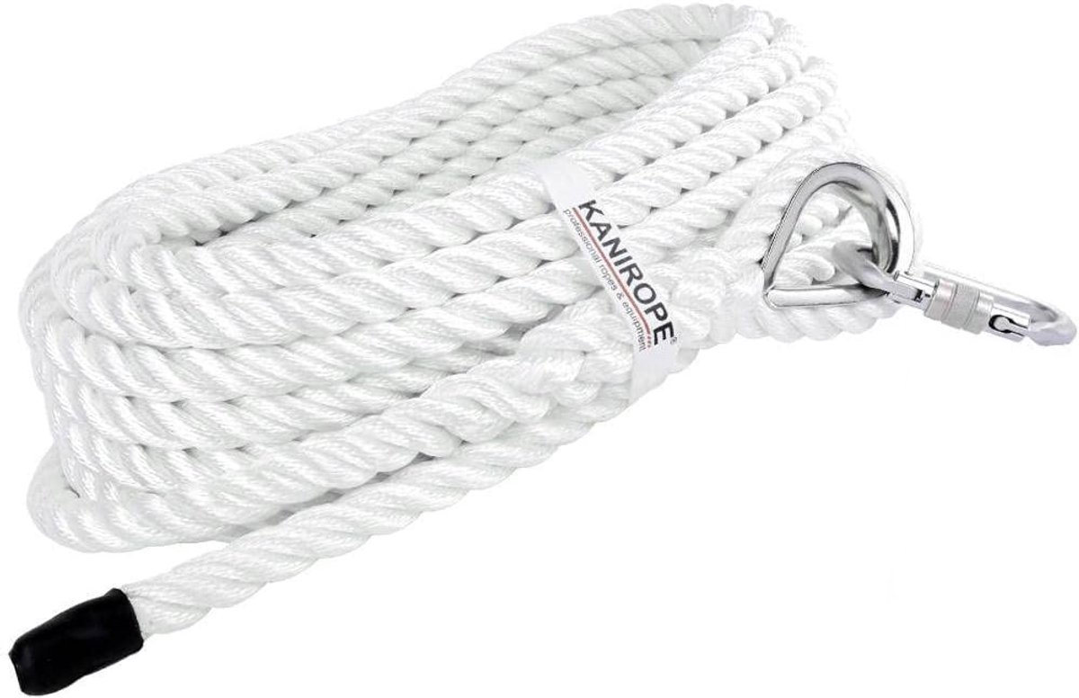 Bouw-lift touw - Hijstouw Polyester - Materiaal Verplaatsen - Met Kous Karabijn - 18mm 20 Meter - Wit