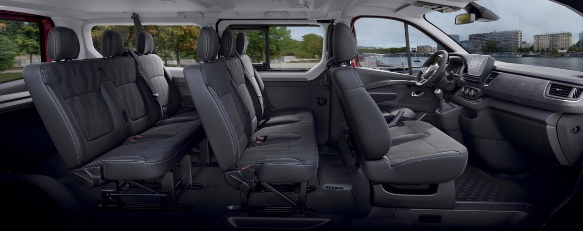 Pasvorm stoelhoezen Fiat Talento Combi 2016-heden (past in versie met bijrijdersbank met split in zitting) - Kunstleer zwart