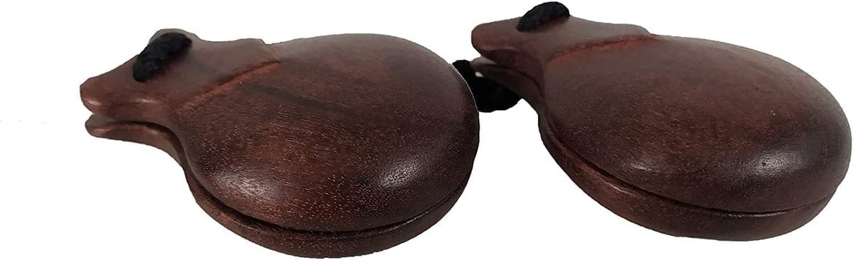 Houten Kastagnetten - Percussie Instrument - Muziek Maken - Junior Model - 9x7x3 cm - Notenhout