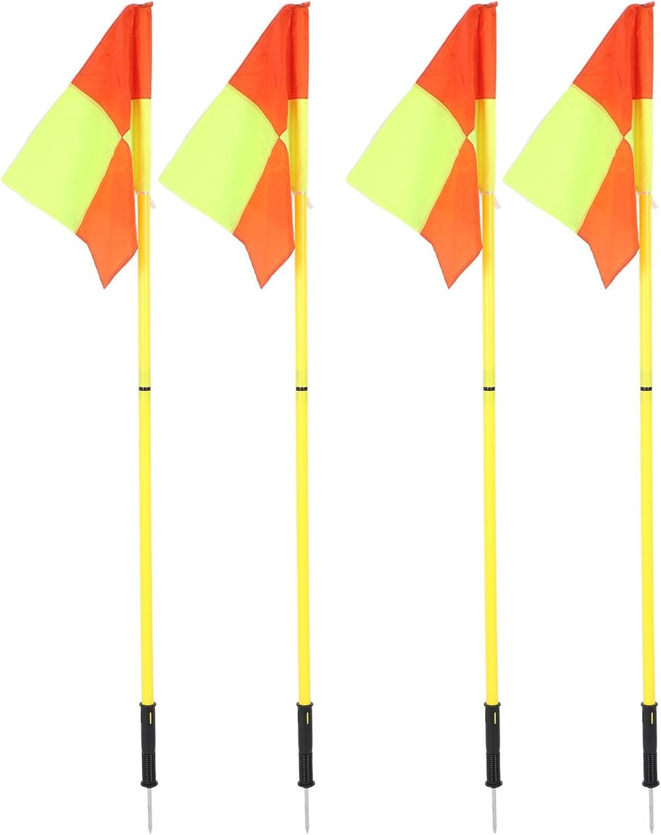 Voetbal Hoekvlaggen - Training Palen - Veld Markering - Set Van Vier - 1.5 Meter Hoog - Geel Rood