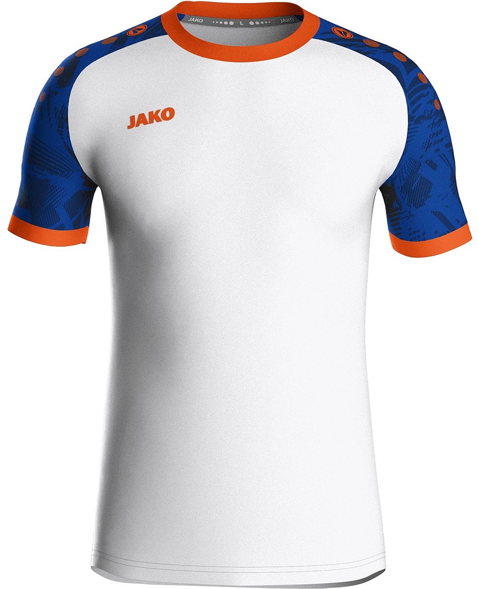 Jako Iconic Shirt Korte Mouw Heren - Wit / Royal / Fluo Oranje | Maat: L