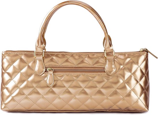 Geïsoleerde Wijntas - Koeltas Clutch - Flessen Vervoeren - Luxe Kunstleer - 14 x 4 x 6 Inch - Goud Gewatteerd — afbeelding 5