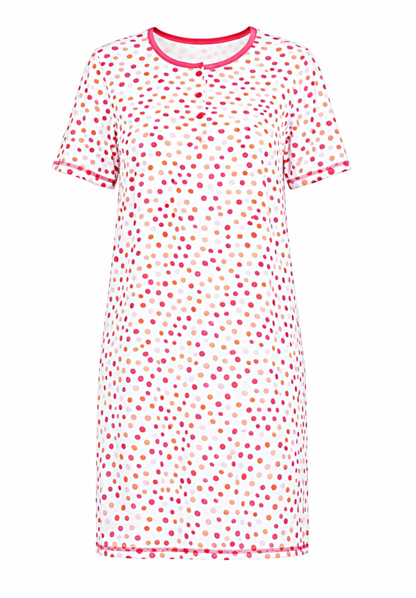 Comtessa - Dames Nachthemd – 100 cm – Pink Dots – 100% Katoen - Maat 42