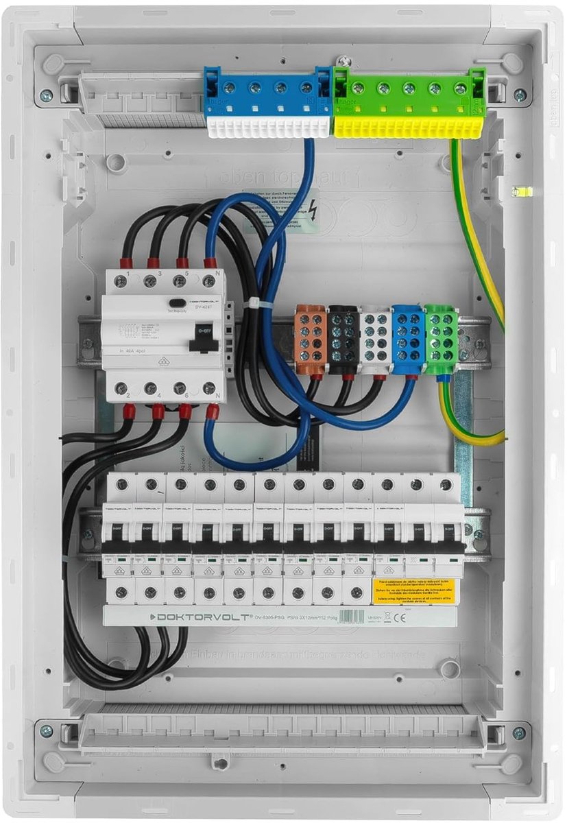 Inbouw Zekeringkast - Verdeelkast Elektrisch - Stroom Verdeling - Voorgemonteerd Bedraad - 505 x 348 x 98 mm - Wit