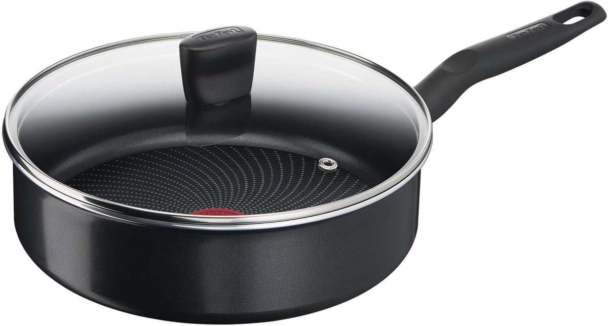 Hapjespan - Koekenpan Stoofpan - Dagelijks Koken - Titanium Anti-aanbaklaag - 24 cm - Zwart