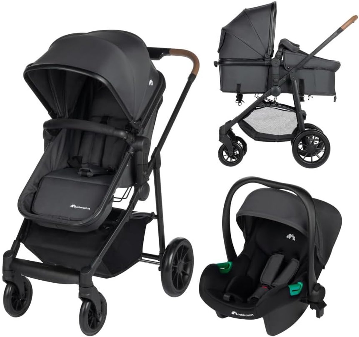 Kinderwagen Trio - Reiswieg Autostoel - Veilig Vervoer - Modulair Systeem - 0 tot 4 Jaar - Grafiet