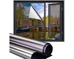 Homewell® Zonwerende Raamfolie - 60x200cm – Isolerend & Hittebestendig - Tegen Inkijk - HR++(+) Geschikt – 15% Spiegeleffect Zilver