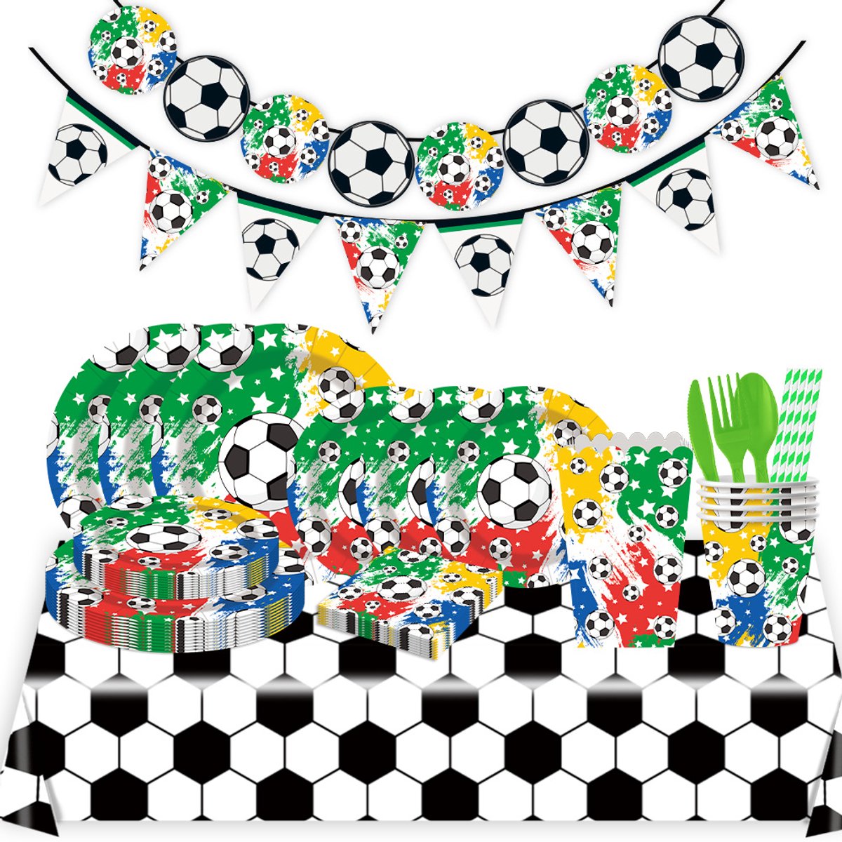 11 Delige Voetbal Versiering Verjaardag - Voetbal Decoratie Versiering - Voetbal Print - Voetbal Taart Decoratie - Verjaardag Voetbal Thema - Uitdeel - Traktatie - Football - Geschikt Voor Wk-Kijkavonden, Sportfeesten En Schoolsportevenementen