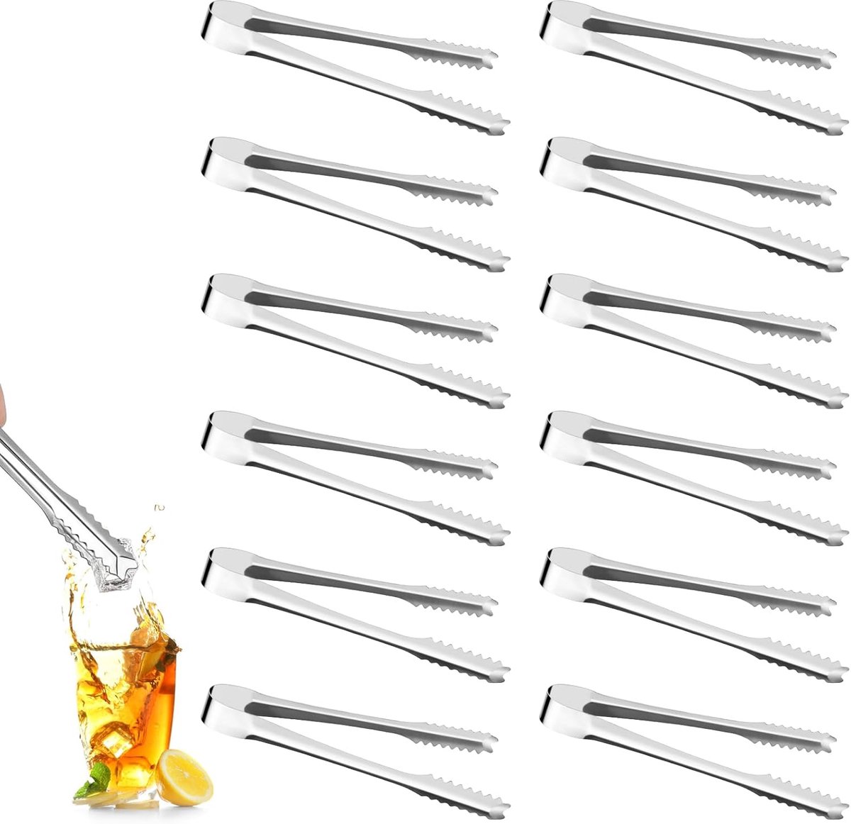 Keukentang Set - Serveertang IJstang - Buffet en Feest - Roestvrij Staal - 15 cm - Zilver