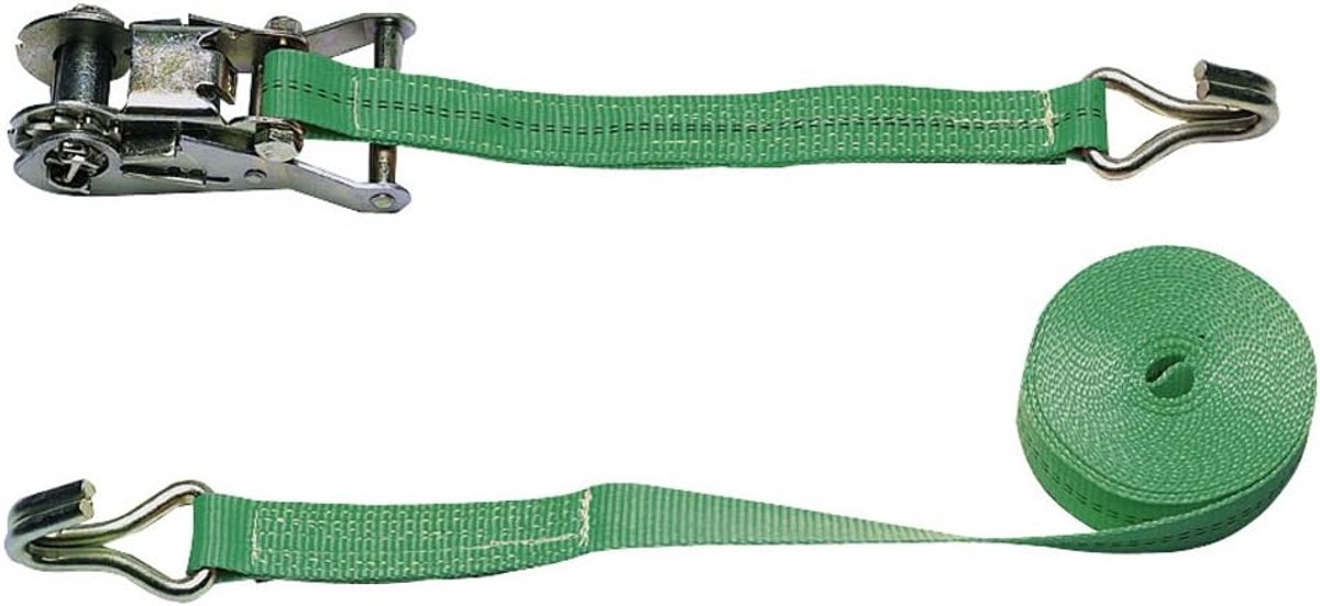 3712 spanband tweedelig 6 m-25 mm in blistergroen - Eurofarm Spanbanden met ratel