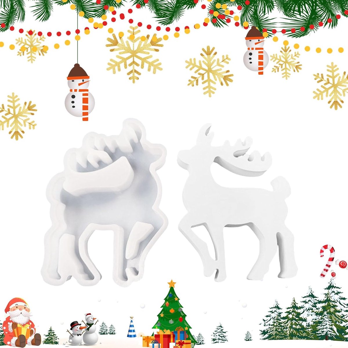 Siliconen Gietvorm - Eland Vorm - Kaarsen Maken - Zachte Flexibele Siliconen - 10x14cm - Wit