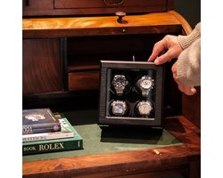 Leader Luxe Watchwinder voor 4 horloges - Horloge opwinder - horloge box - Zwart Veneer