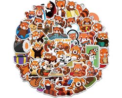 Panda stickers - Leuke decoraties - Spullen personaliseren - 50 stuks vinyl - Rood