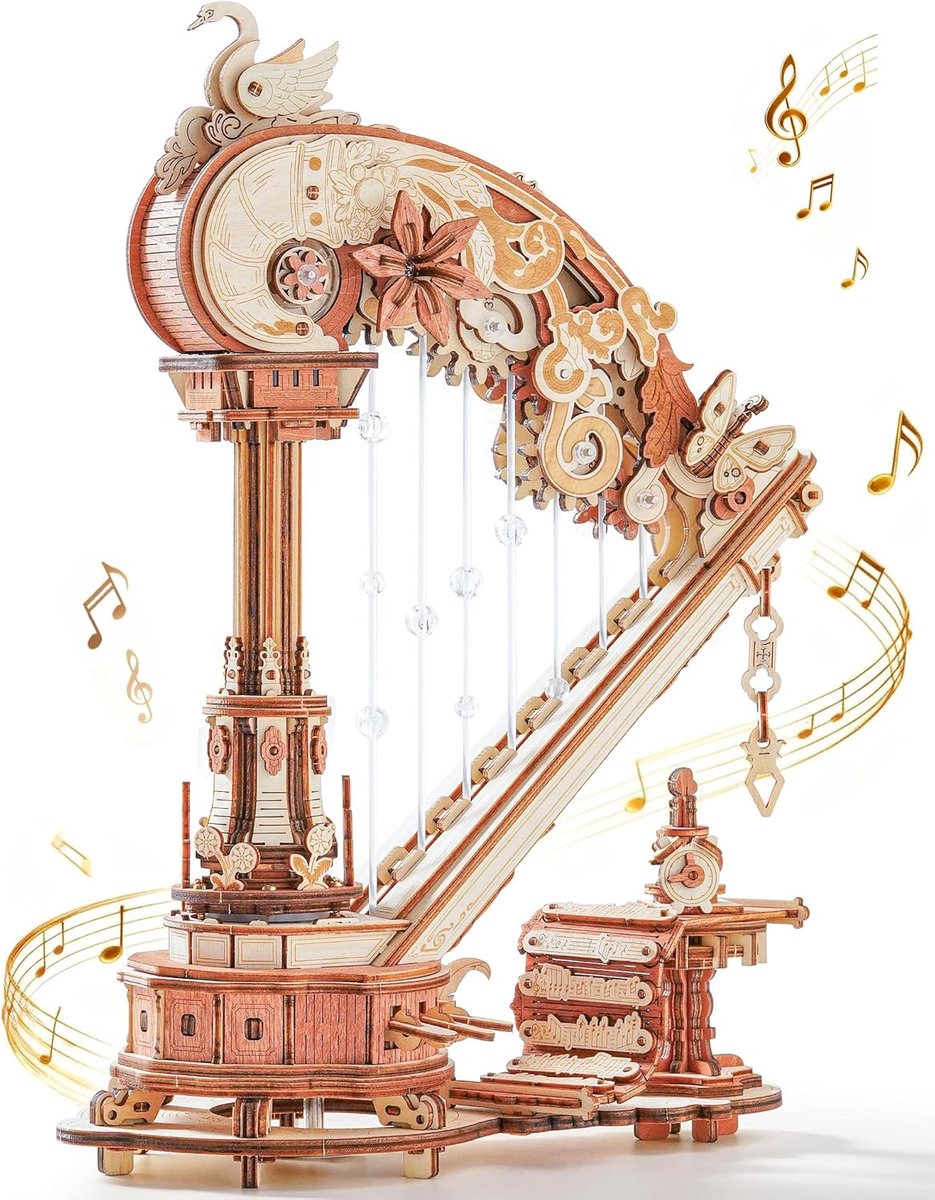 Houten Muziekdoos - 3D Puzzel Ambacht - Decoratie Bouwen - Mechanisch Muziekstuk - 20x11.5x28.5 cm - Bruin
