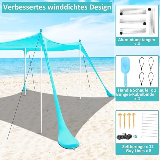 Grote Strandtent met Zonbescherming voor Camping en Outdoor Activiteiten van Eurotrail — afbeelding 3