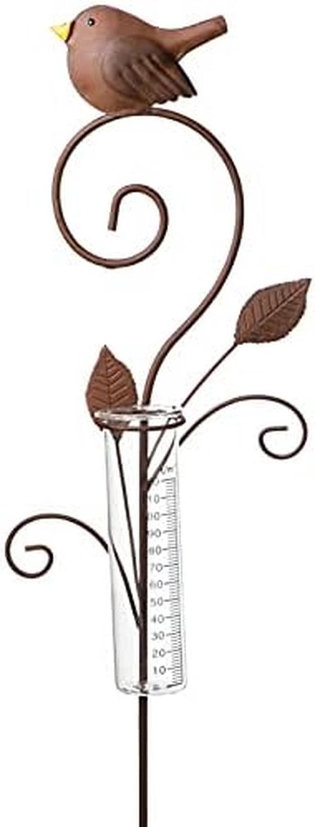 Regenmeter Vlinder - Neerslagmeter Tuindecoratie - Waterhoeveelheid Meten - Roestkleurig Weerbestendig - 21x5x115 cm - Roest