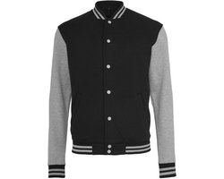 Build Your Brand - Sweat College Jacket - Black/Heather Grey maat M