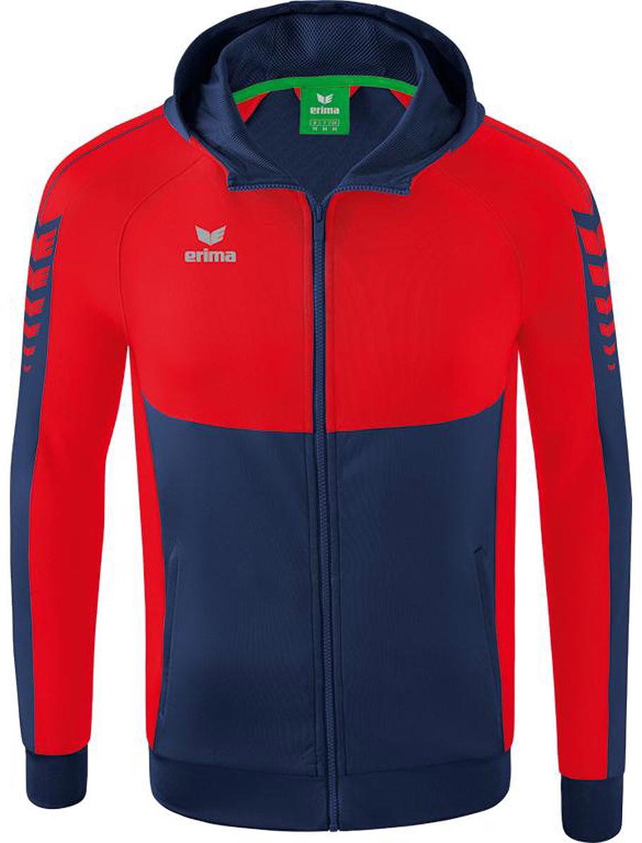 Erima Six Wings Trainingsjack Met Capuchon Kinderen - New Navy / Rood | Maat: 140