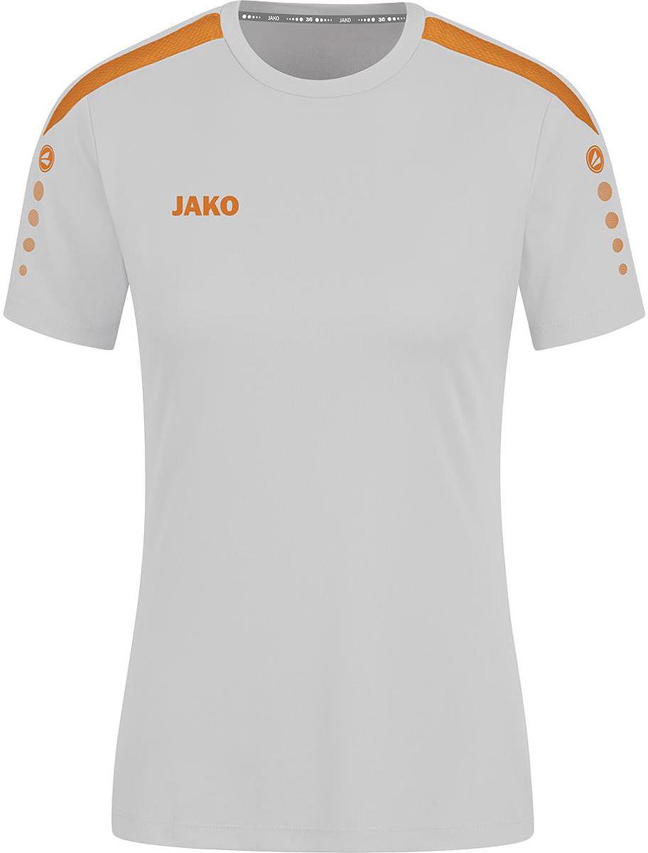Jako Power Shirt Korte Mouw Dames - Zachtgrijs / Fluo Oranje | Maat: 44