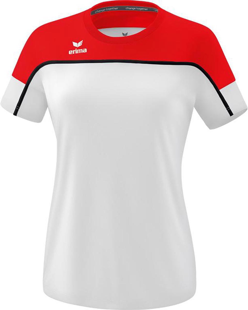 Erima Change T-Shirt Dames - Wit / Rood / Zwart | Maat: 40