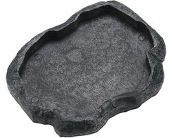 Reptielen Voerbak - Drinkbak Schildpad - Terrarium Inrichting - Natuurlijke Steenlook - 14x12x1.6cm - Groen