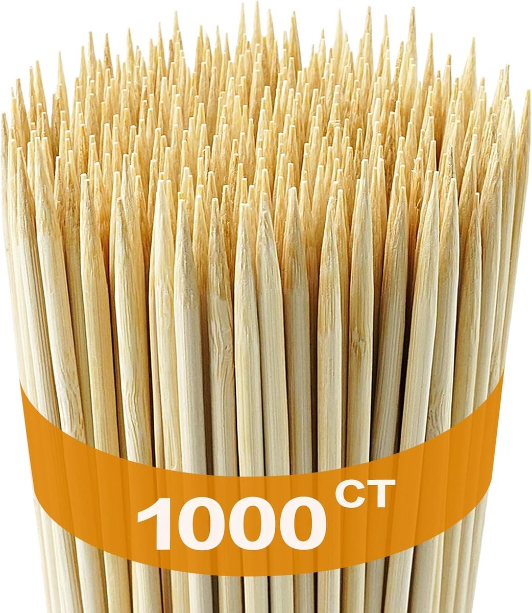 Houten Prikkers - BBQ Stokjes - Feestjes Eten - Natuurlijk Bamboe - 20 Cm - Naturel