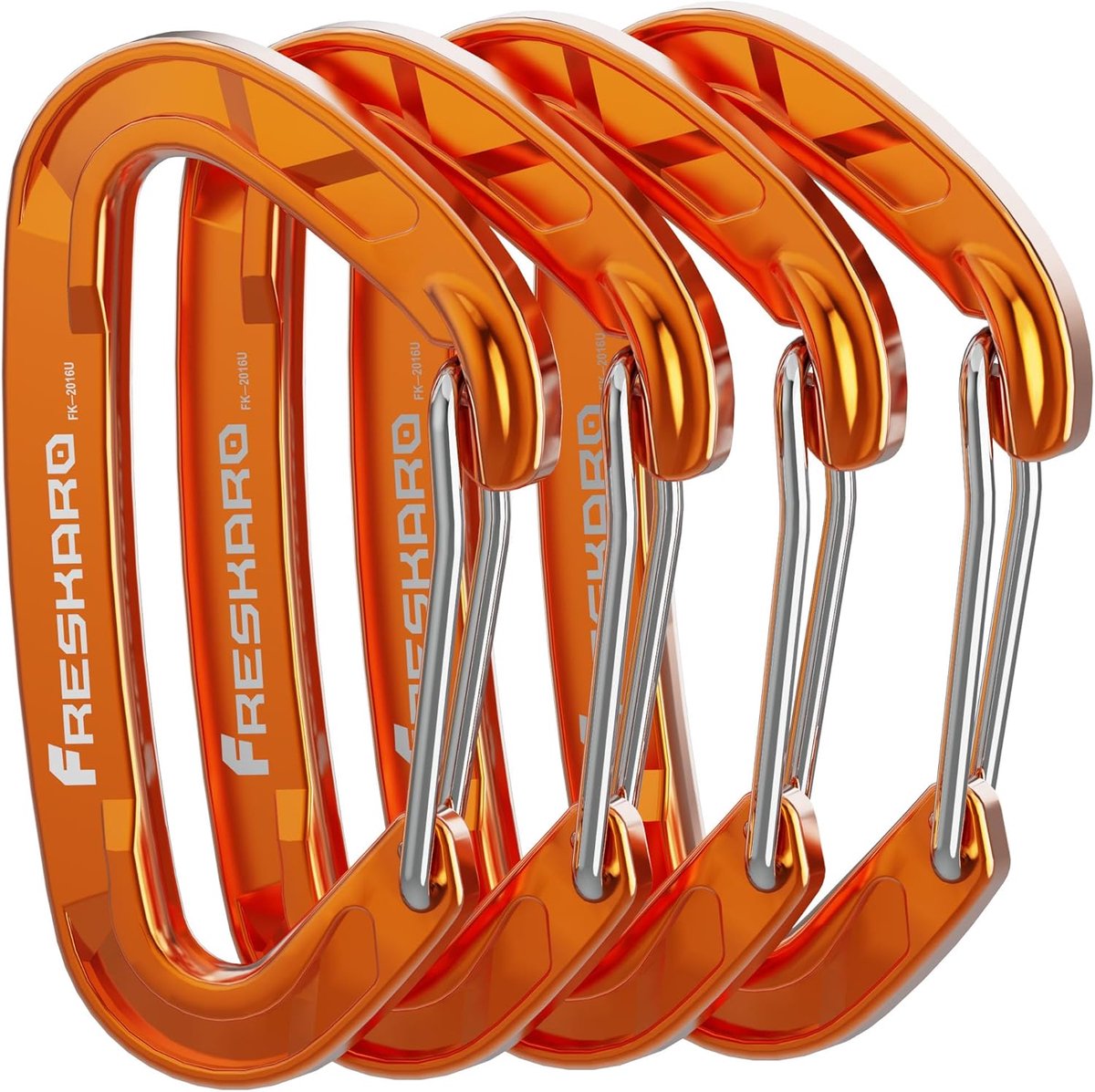 Karabijnhaak Set - D-vorm Clips - Outdoor Accessoires - 15kN Sterkte - 8cm Lengte - Oranje
