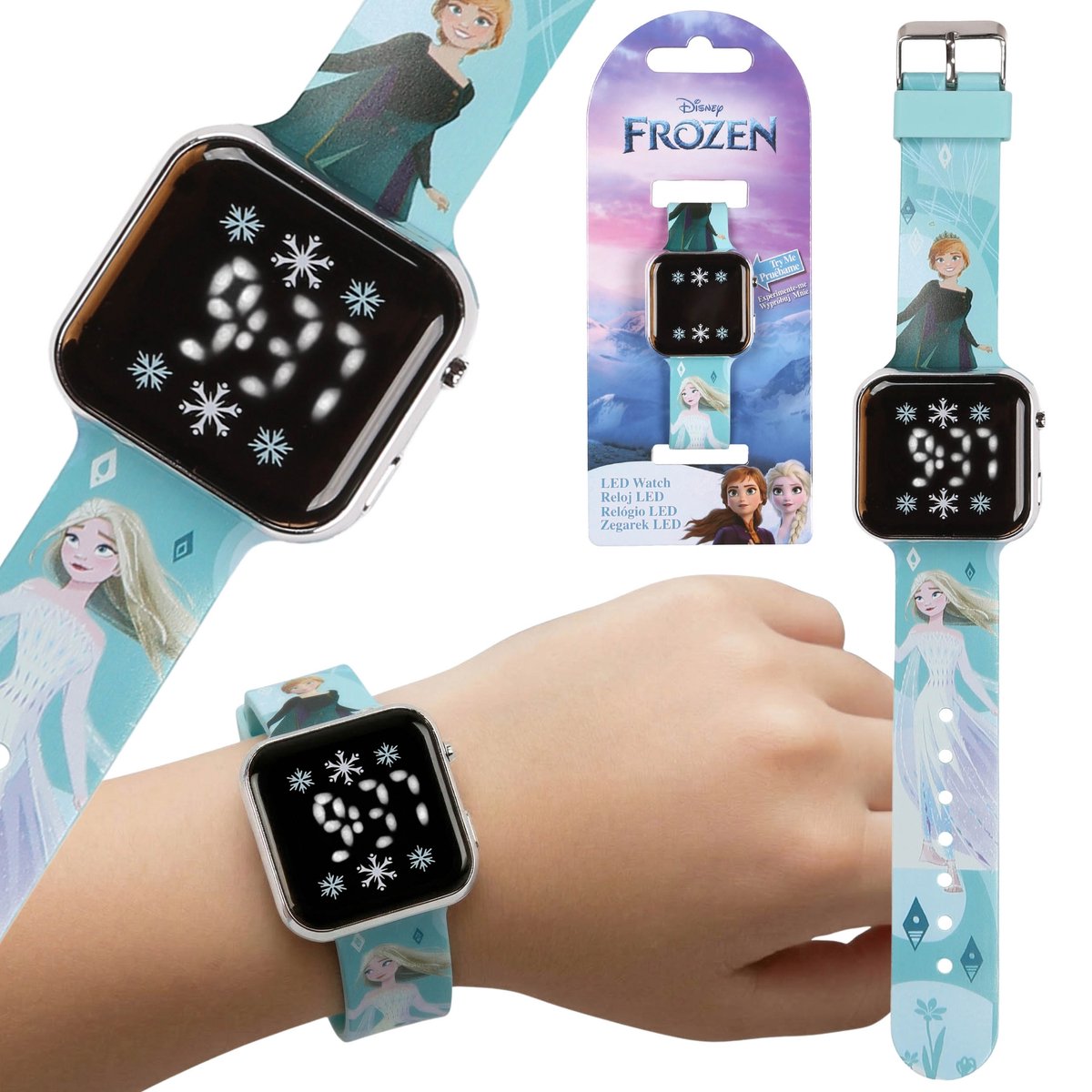 Frozen Anna Elsa Lichtblauw digitaal horloge, LED-polshorloge voor meisjes, met datum en tijd