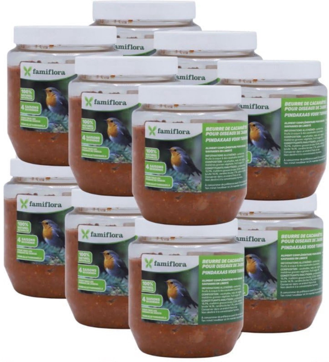 Famiflora vogelpindakaas bosvruchten 12x 350GR - Pindakaas voor vogels - Met bosvruchten voor een lekkere smaak die vogels aantrekt - Geschikt voor alle tuinvogels zodat je tuin vol leven komt