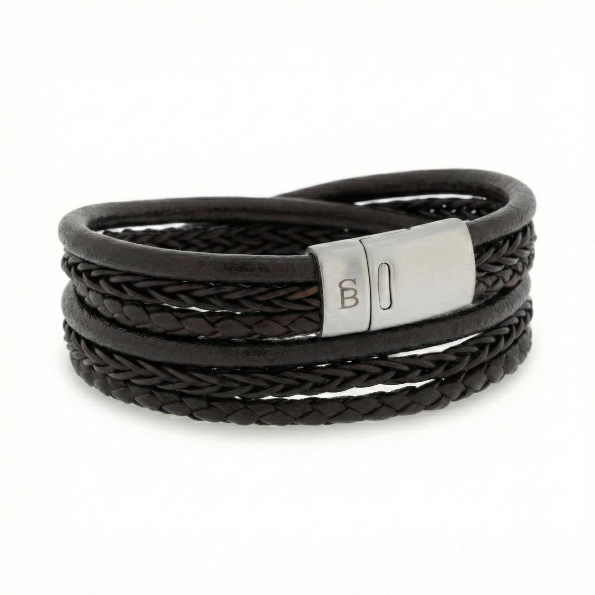 STEEL & BARNETT - Leren Armband Heren - Bonacci - Bruin - Maat M