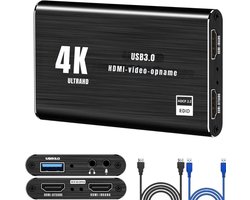 REN® Videorecorder - Videorecorder vhs - Vhs speler - 4K HDMI Video Capture Card - 1080p 60FPS - Zwart -15cm x 13cm x 4cm