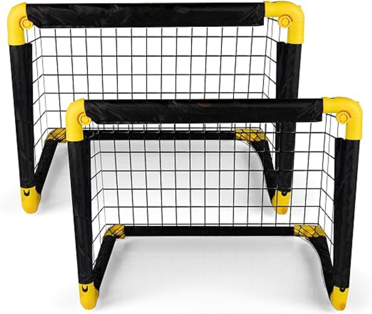 DnA® Voetbaldoeltjes Set Van 2 - Voetbal - Voetbaldoelen - Zwart/Geel - 50cm x 44cm x 44cm