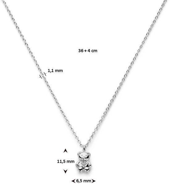 Collier ours en argent rhodié et zircone 36 + 4 cm 1336789