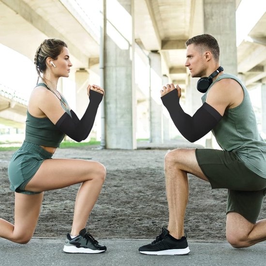 4 paar verkoelende armhoezen met UPF 50, duimgat, tattoo cover up - zonbescherming voor sport en outdoor活の. van Merkloos — afbeelding 3