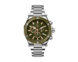 Gc Gc Legacy Quartz Chronograaf Horloge Zilverkleur En Groen Kast Gemaakt Van 100% Roestvrij Staal En Een Armband Van 100% Roestvrij Staal 44 Z18001G2MF, Z18003G9MF, Z18004G9MF