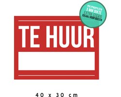 Bord/ aankondiging | "Te huur" | 40 x 30 cm | Aanbieding | Affiche | Verhuren | Honingraatstructuur | Kunststof | Rood | 1 stuk