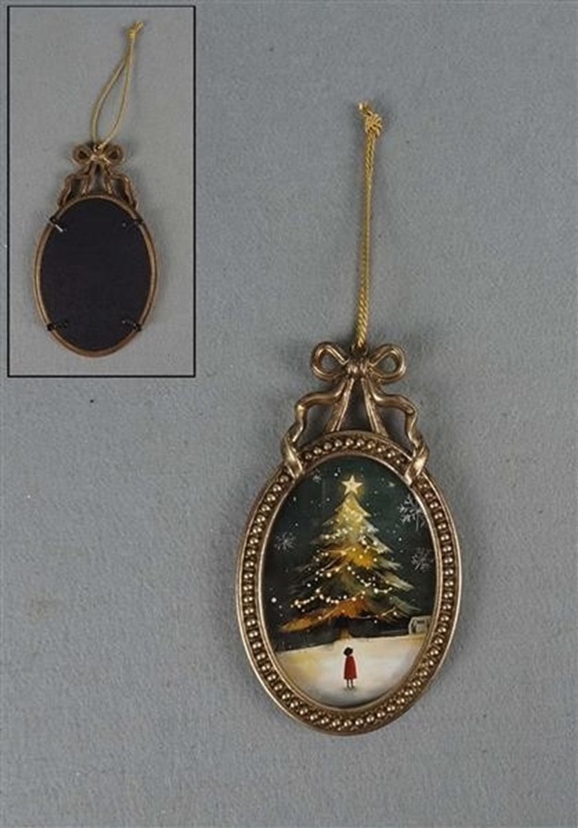 Fotolijstje hangend Strikje ant.goudkleur 8,8x1,3x15,2cm
