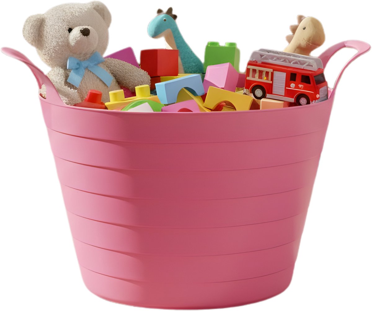 Storage solutions Speelgoedmand - roze - 30 liter - kunststof - 54 x 37 cm - met handvatten