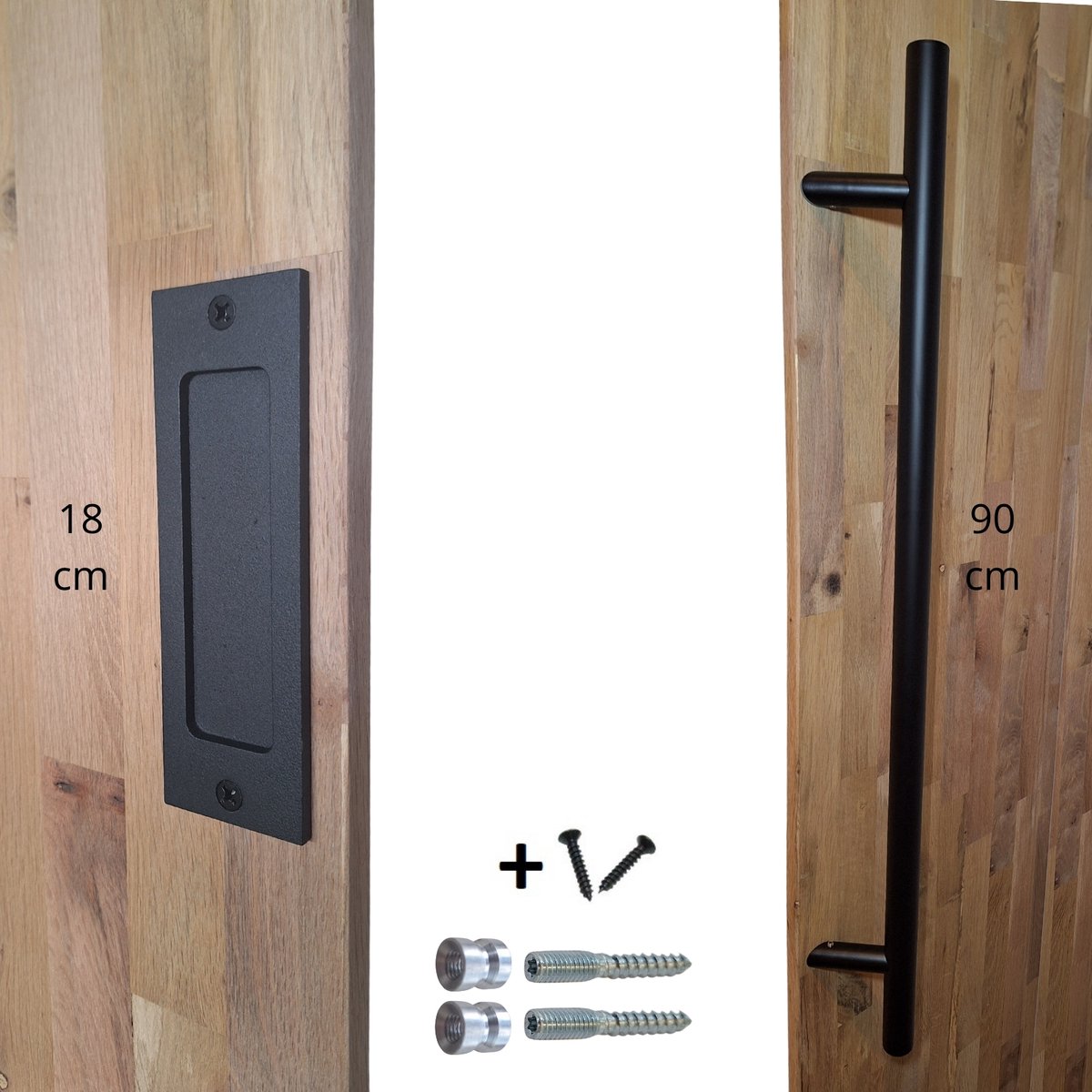 Hoexs Dubbelzijdige Deurgreep Zwart 90 cm – Deurgreep 45° – Komgreep 18 cm – Premium & industrieel design