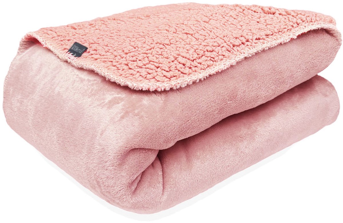 HOOMstyle Lotus Plaid - Fleece Deken - Teddy - 130 x 170 cm - Potpourri Roze