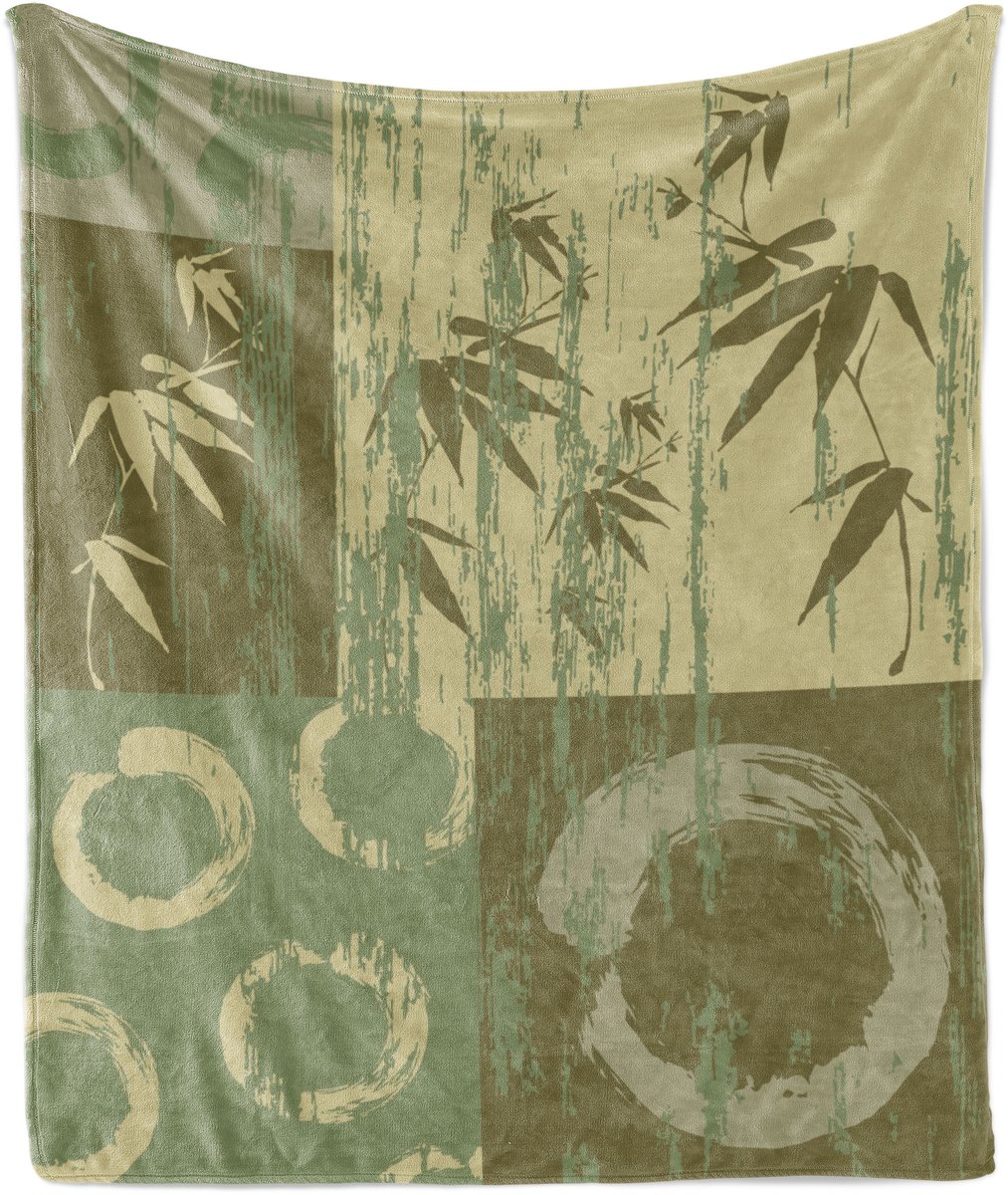 ABAKUHAUS Groene Zachte Flanellen Fleece Deken, Vintage Bamboe, Gezellige Pluche Plaid, 175 x 230 cm, Groen